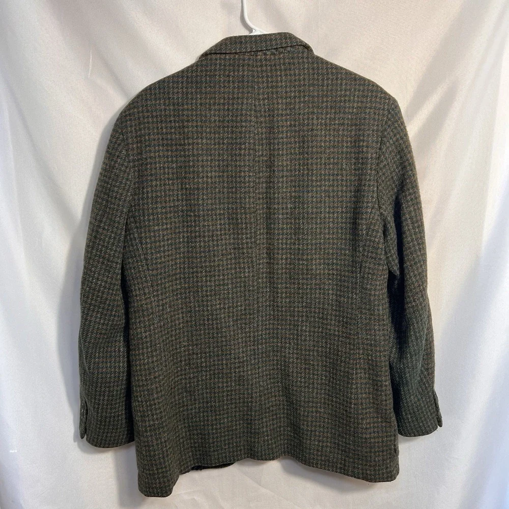 Lands' End Wool Houndstooth Blazer Jacket Mens M Tall Thinsulate Insulated